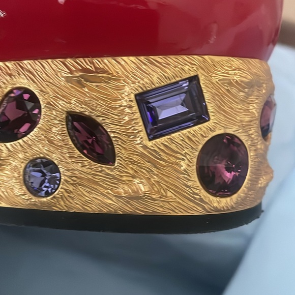 Prada Women's Red Patent Leather Loafers with Gold Accents - Picture 13 of 16